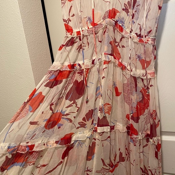 Hugo Boss Women’s Sheer Chiffon Floral Print Maxi Dress XS-S sample New NWOT - Picture 9 of 17